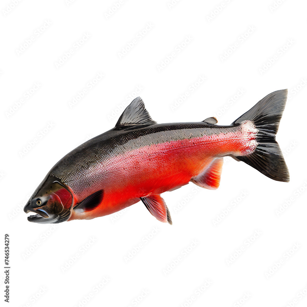 Salmon fish isolated on transparent background Generative Ai 