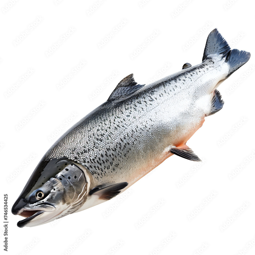 Naklejka premium Salmon fish isolated on transparent background Generative Ai