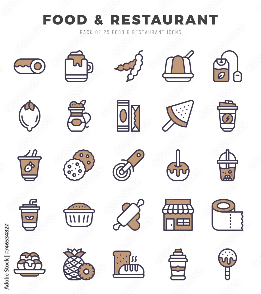 Food and Restaurant Icons Pack. Two Color icons set. Two Color icon collection set. Food and Restaurant Icons Pack. Two Color icons set. Two Color icon collection set.