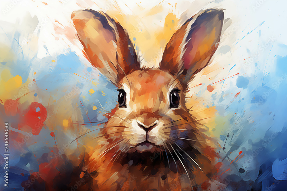 Watercolor painting of a rabbit.
