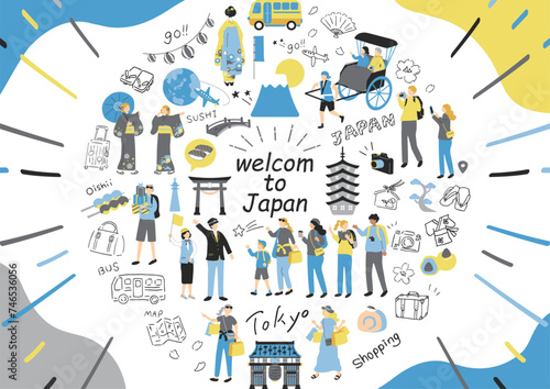 日本観光を楽しむ外国人