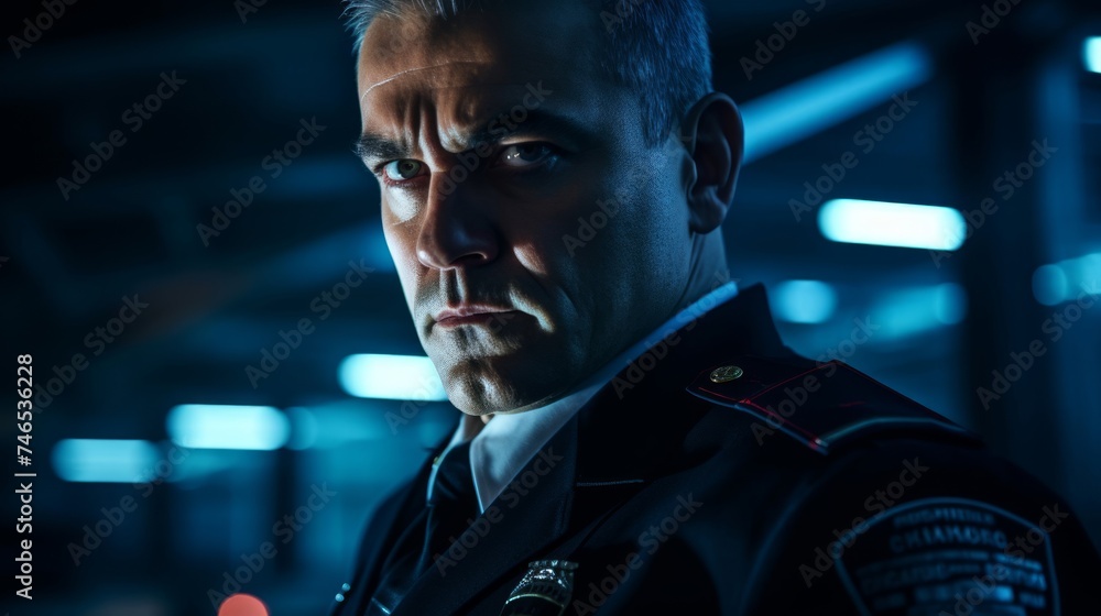 Agent in formal wear cool blue light of professionalism Agent in formal wear cool blue light of professionalism