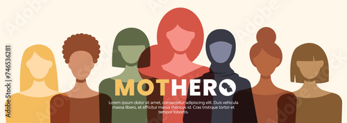 International mother day banner with modern design, isolated on white background.