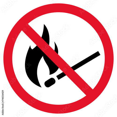 It is forbidden to build a bonfire, it is forbidden to burn matches. Informative icon