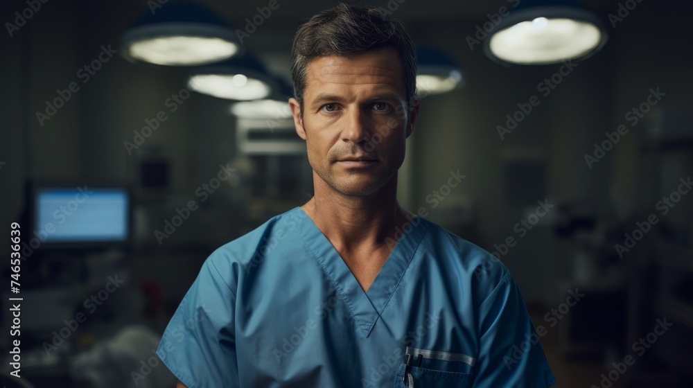 Fototapeta premium Empathetic surgeon competence in soothing warm light