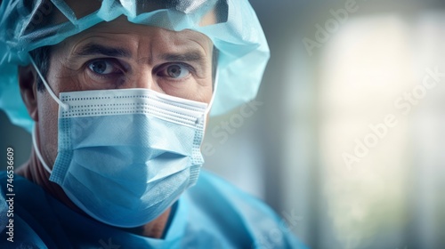Talented surgeon's gaze surrounded by clinical precision