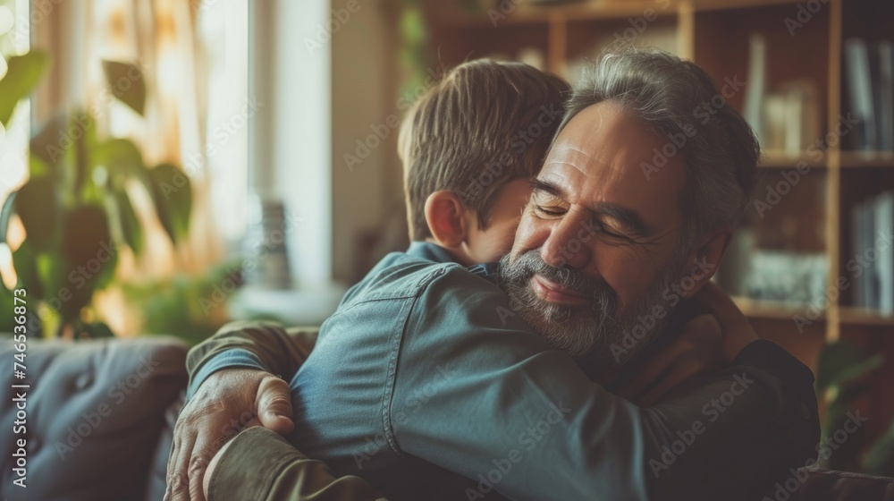 A heartwarming moment between a father and son. Fictional Character Created By Generated By Generated AI. A heartwarming moment between a father and son. Fictional Character Created By Generated By Generated AI.