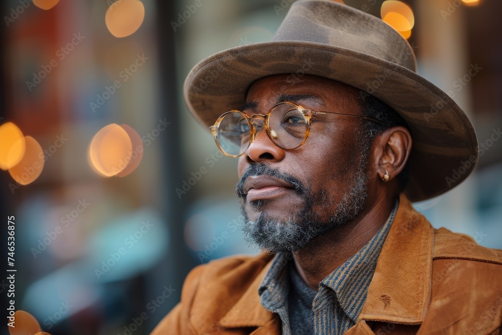 An atmospheric portrait of a man with his face intentionally obscured, wearing a hat and denim clothing An atmospheric portrait of a man with his face intentionally obscured, wearing a hat and denim clothing