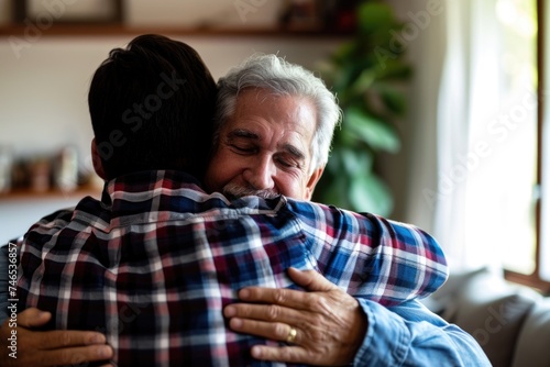 A Heartfelt Embrace Between Two Men. Fictional Character Created By Generated By Generated AI.