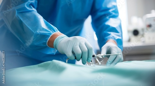 Precision of surgeon's hands in sterile white setting