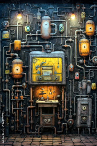 Industrial steampunk theme background 