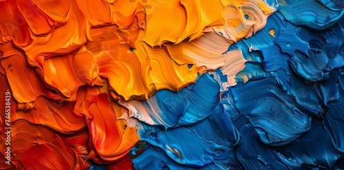 Vibrant Orange and Blue Textured Paint Strokes 