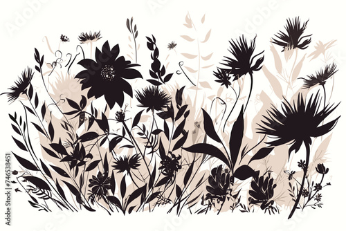 black and white flowers design