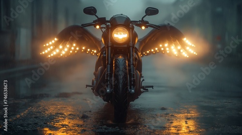 motorcycle with angel wings. Generative AI