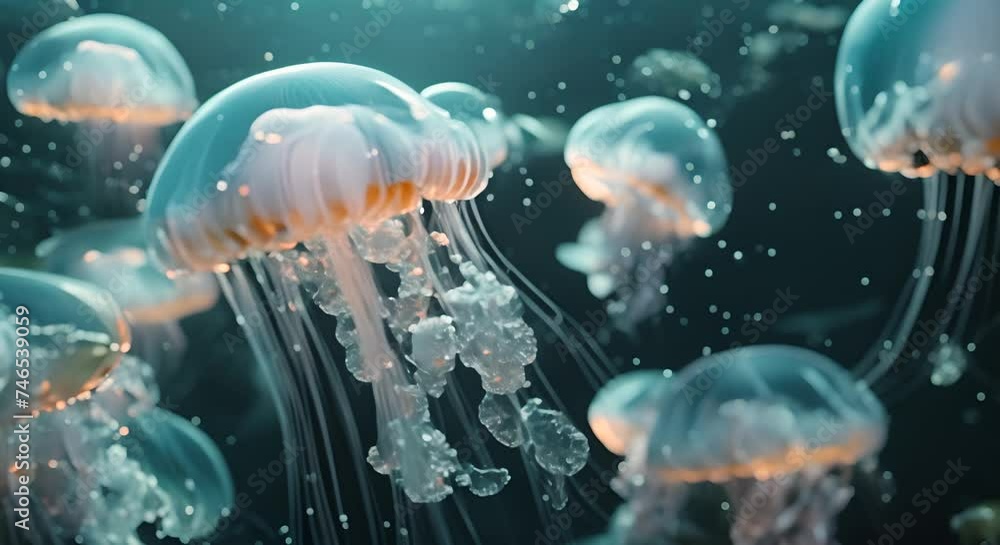 Underwater Elegance: Close-Up of Jellyfish Underwater Elegance: Close-Up of Jellyfish