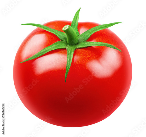 One ripe tomato isolated on a transparent background.