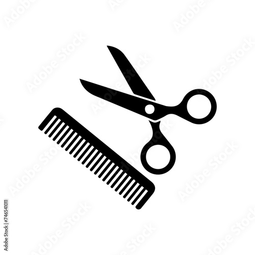 Comb and scissors icon. Scissors hairbrush vector illustration, Hair combs and scissors set isolated on a white background. Barber icon,vector