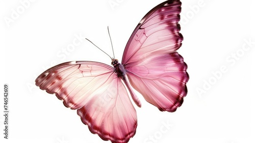 Beautiful pink butterfly isolated on a white background.  