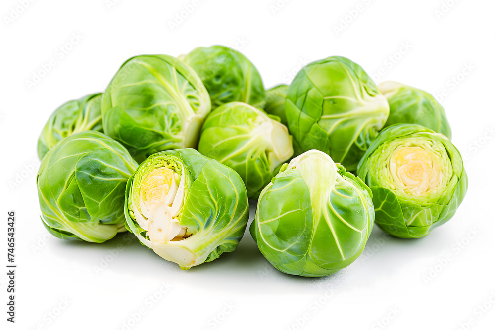 Small heap of brussels sprouts on white background Small heap of brussels sprouts on white background