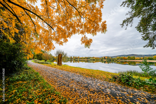 Landscape at the Wiesensee near Hemsbach. Nature by the lake in autumn.
 photo