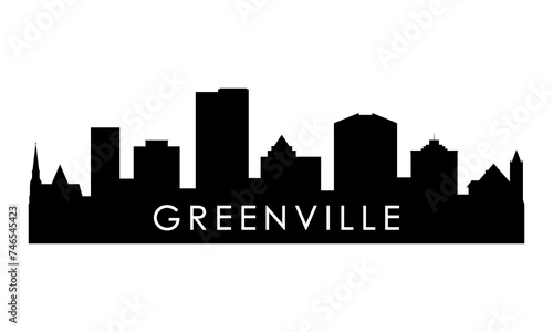 Greenville skyline silhouette. Black Greenville city design isolated on white background.