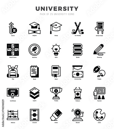 University Lineal Filled icons. Vector Lineal Filled illustration.