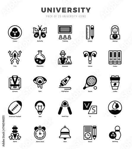 University. Lineal Filled icons Pack. vector illustration. photo