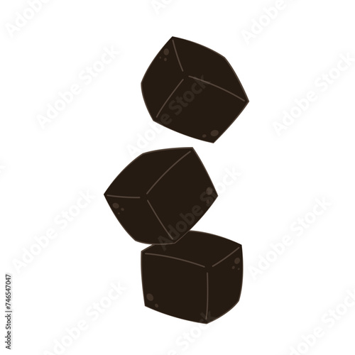 Grass jelly vector. Grass jelly isolated on white background. Vector illustration of sweet dessert concept. Pile of Grass jelly.