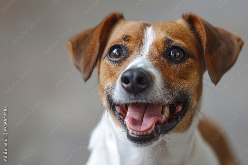 Happy Jack Russell Terrier Smiling with Bright Eyes and Floppy Ears.
