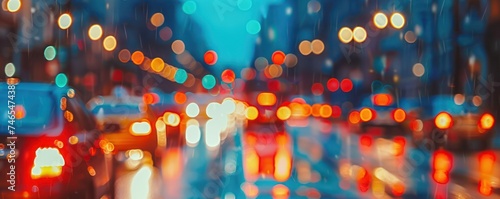 Abstract motion concept illustrated by blurred car traffic against the backdrop of a nighttime city