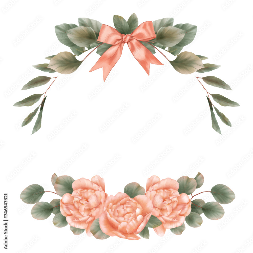 Naklejka premium Floral wreath with green leaves