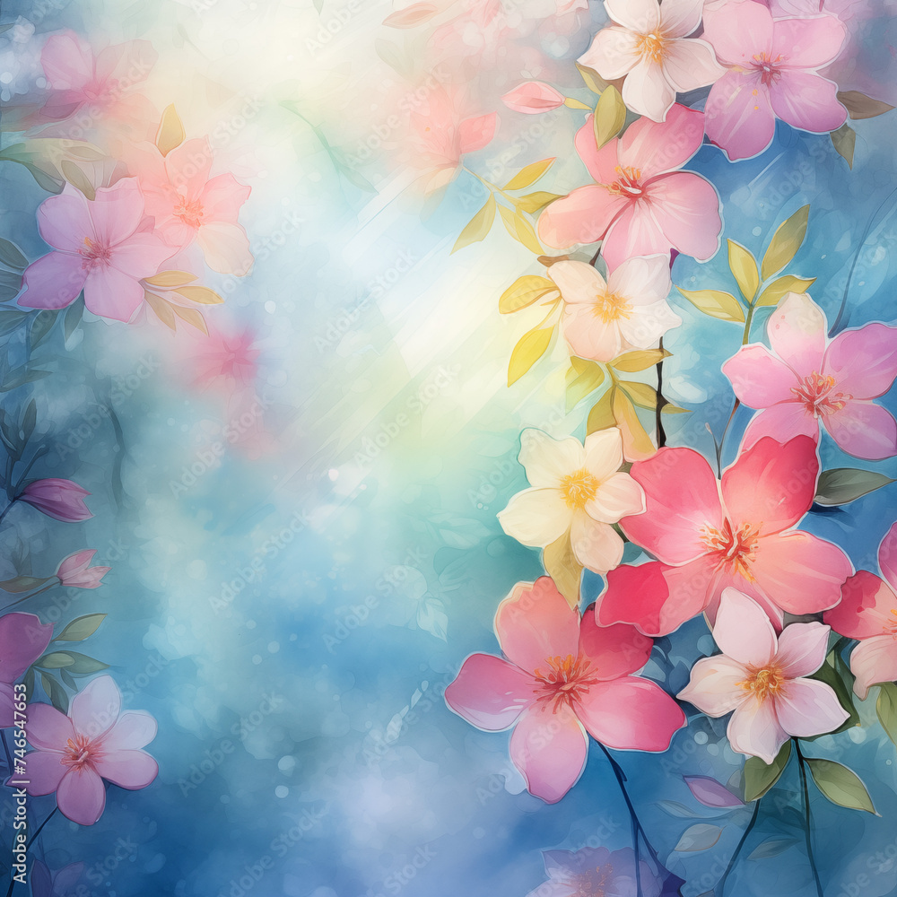 Artistic Illustration of Gentle Flowers with Sunlight Filter