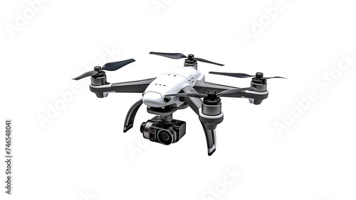 Isolated drone cut out. Drone with camera on transparent background photo