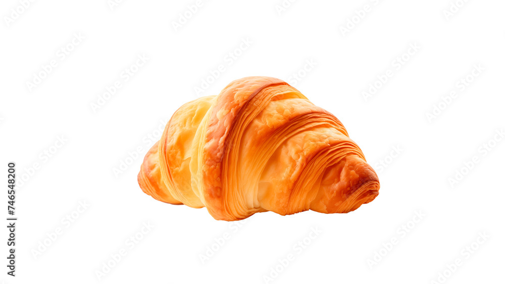 Croissant food cut out. Isolated tasty croissant on transparent background