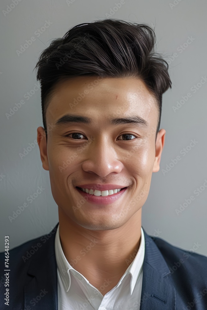 man in formal business attire, smile on grey background. man in formal business attire, smile on grey background.