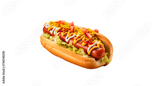 Hot dog food cut out. Isolated hotdog on transparent background
