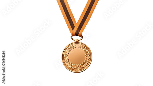 Award medal cutout. Isolated champion medal on transparent background