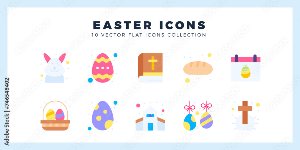 10 Easter Flat icon pack. vector illustration. 10 Easter Flat icon pack. vector illustration.
