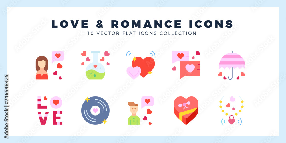 10 Love Flat icon pack. vector illustration. 10 Love Flat icon pack. vector illustration.
