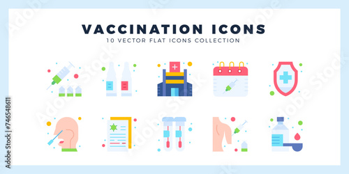 10 Vaccination Flat icon pack. vector illustration.