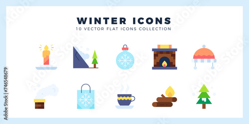 10 Winter Flat icon pack. vector illustration. © Icon