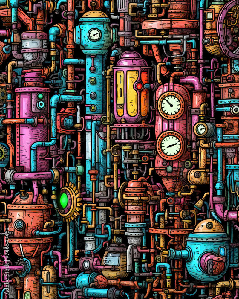 Naklejka premium Industrial steampunk theme background