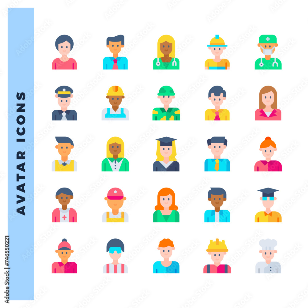 25 Avatar Flat icons pack. vector illustration. 25 Avatar Flat icons pack. vector illustration.