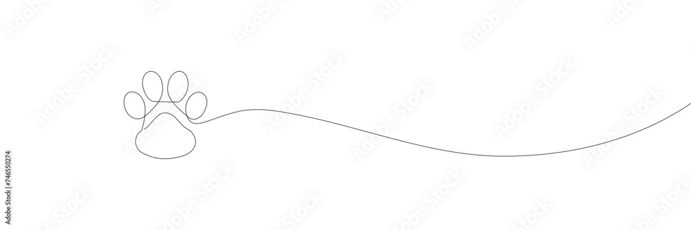 Continuous one line drawing vector illustration of a paw pad