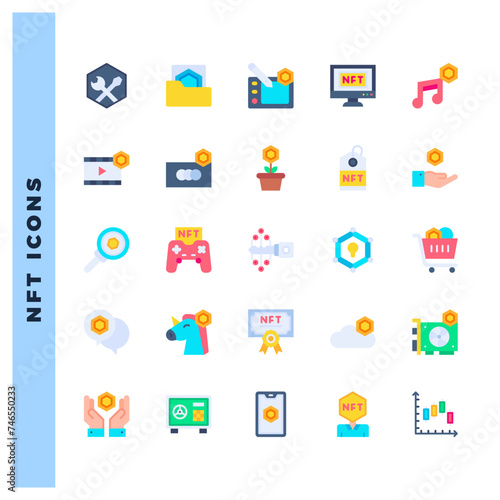 25 NFT Flat icons pack. vector illustration.