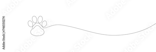Continuous one line drawing vector illustration of a paw pad