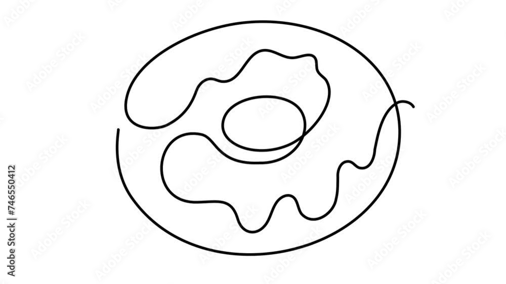 Single continuous one line art of donut. Concept design sketch outline drawing. Animation of one line. Single continuous one line art of donut. Concept design sketch outline drawing. Animation of one line.