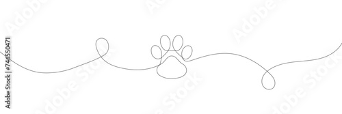 Continuous one line drawing vector illustration of a paw pad