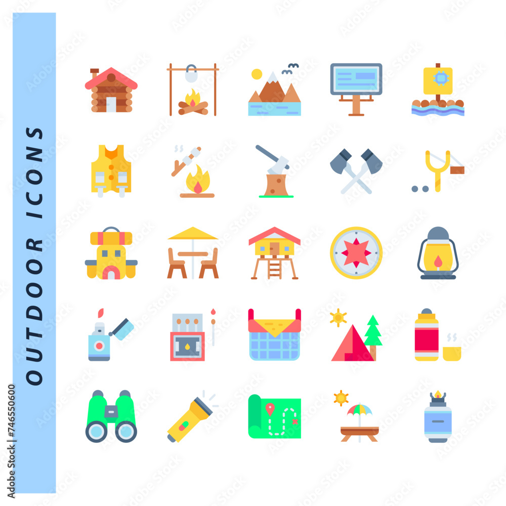 Obraz premium 25 Outdoor Flat icons pack. vector illustration.