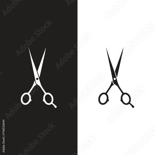 Scissors set. Flat icon style. Collection scissors black on white background. photo